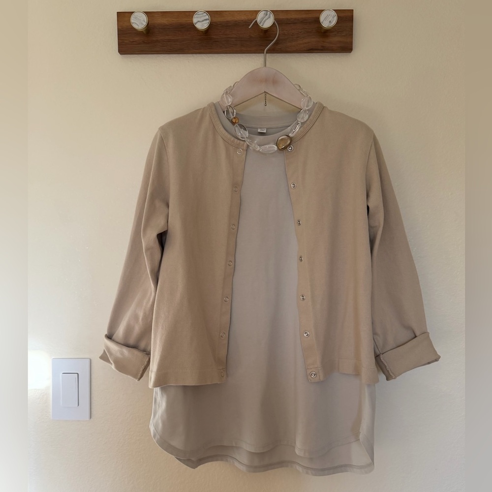 Muji Beige Button-Up Cardigan
